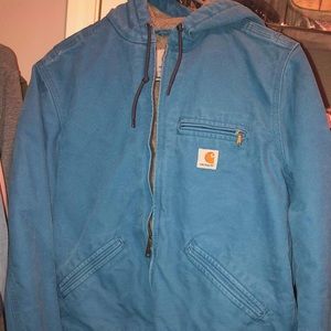 Blue carhartt Sherpa lined coat